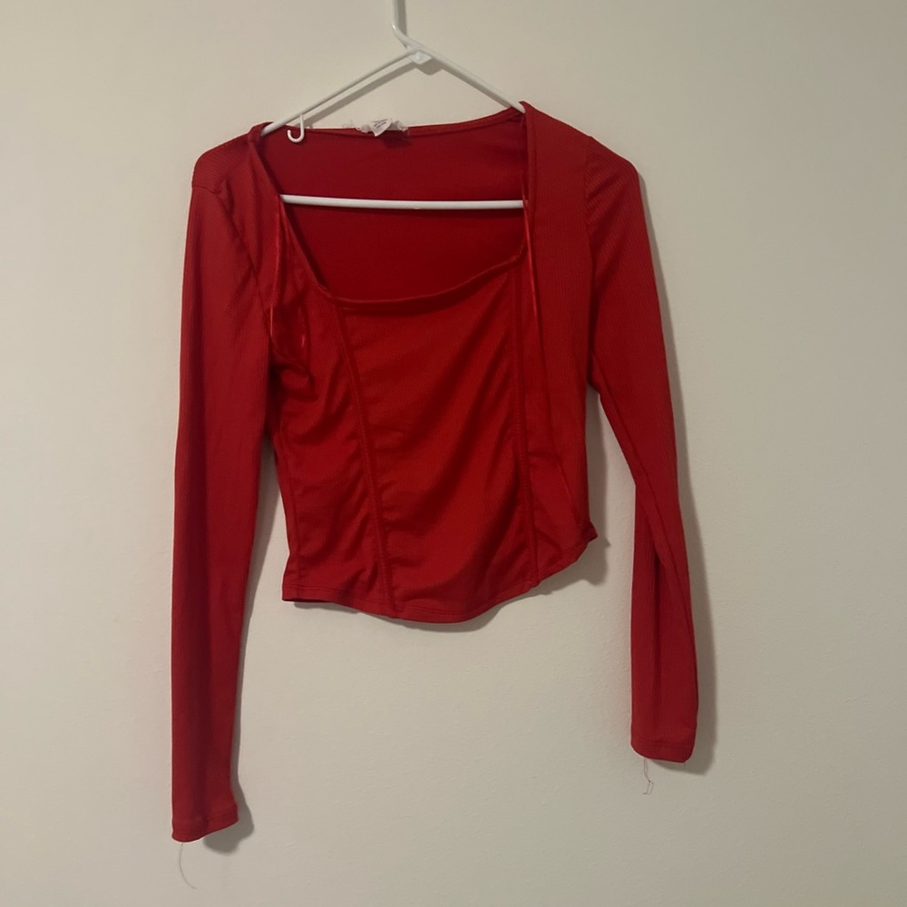 Love Wish Red Ribbed Top